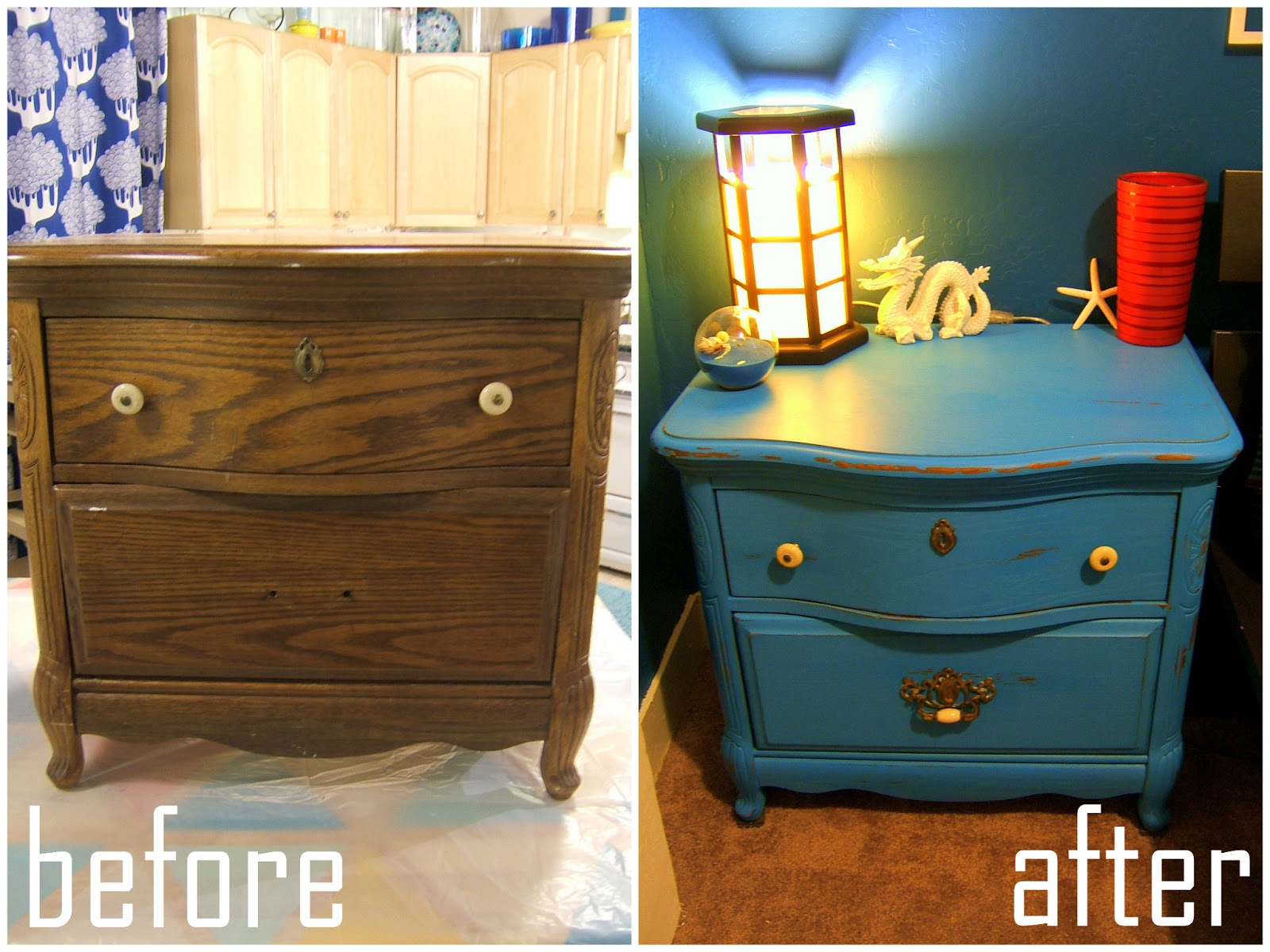 How To Cyan Chalk Paint Nightstand