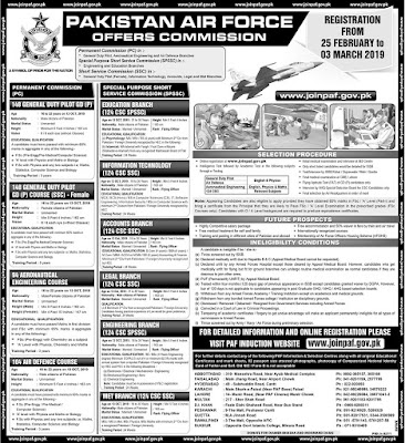 Pakistan Air Force (PAF) Latest Jobs As Officers Commission| Join Now| Apply Online 2019 Pakistan Air Force (PAF) Latest Jobs As Officers Commission| Join Now| Apply Online 2019