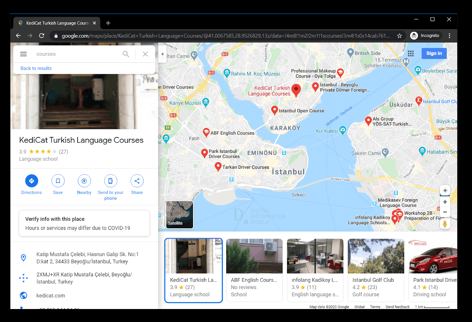 google maps footer