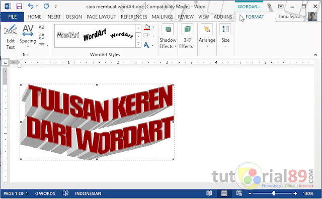 Cara membuat tulisan keren dengan wordart di word