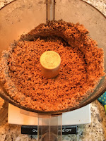 Clumping almond flour. https://trimazing.com/ Photo of 4 cups of raw almonds processed into fine clumps. https://trimazing.com/