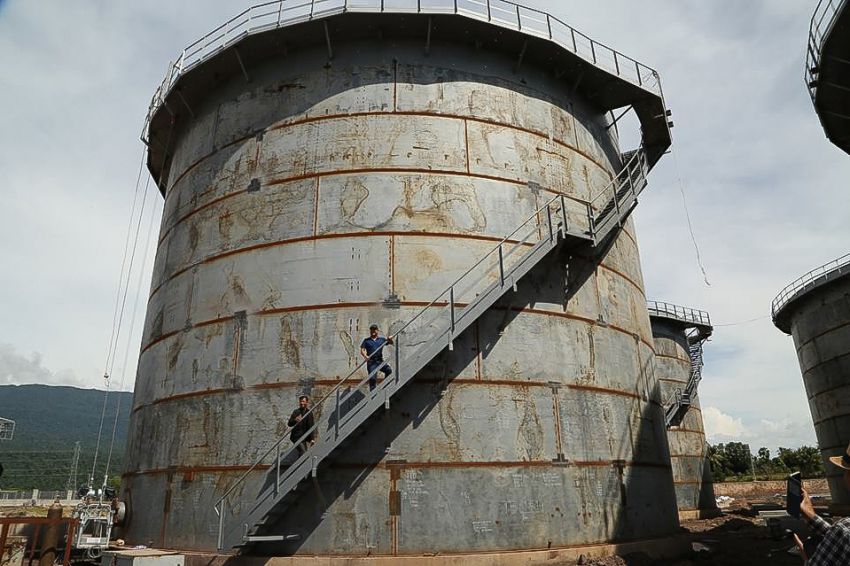 ... staircase of an oil storage tank in Kampot province. Photo supplied
