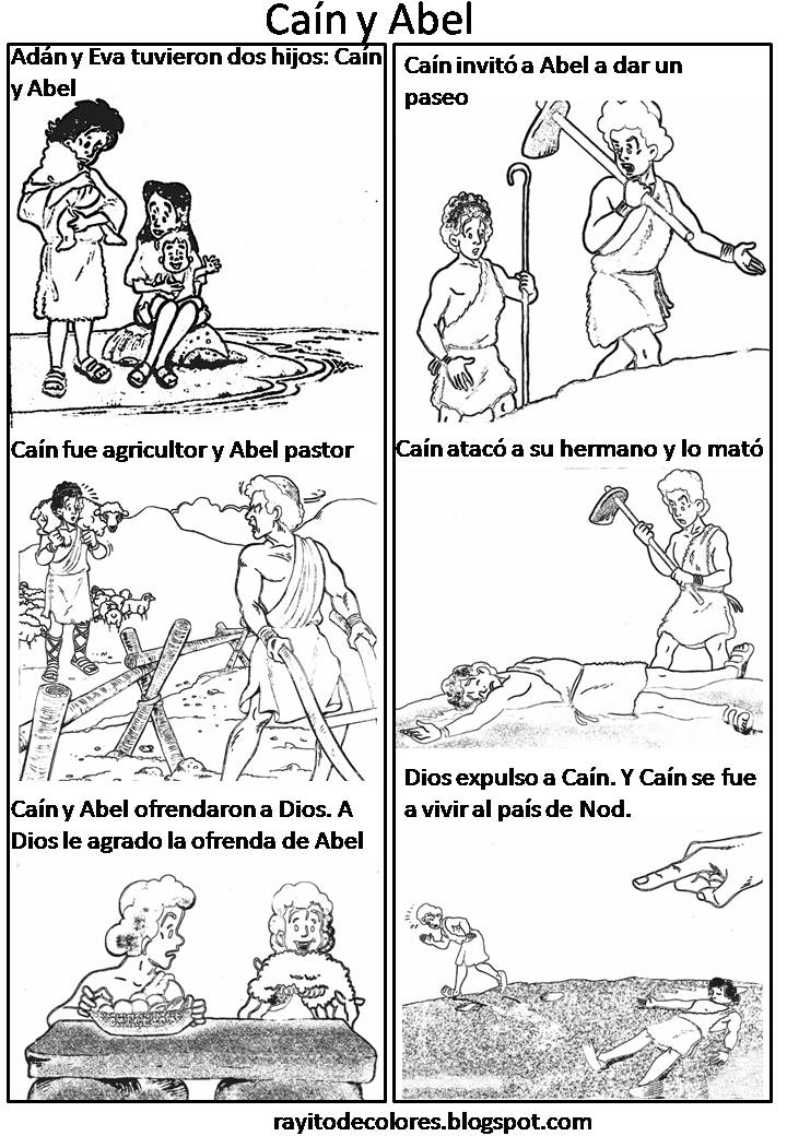Dibujos de Caín y Abel para colorear 