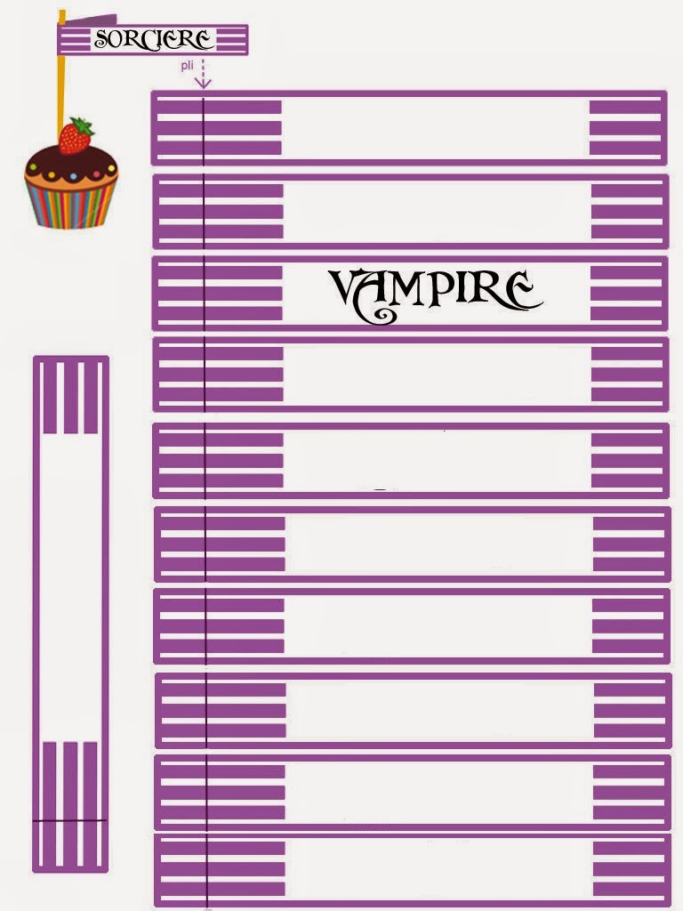 Mini Kit de Halloween en Morado para Imprimir Gratis. Banderines para comida de Halloween en Morado para Imprimir Gratis.