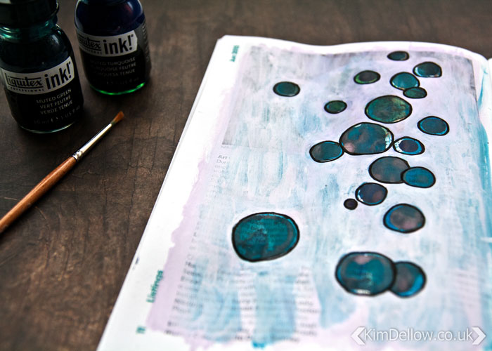 close up of Art journal page using inks, paints and pens Page 2 circles, By Kim Dellow close up of Art journal page using inks, paints and pens Page 2 circles, By Kim Dellow #Kim Dellow