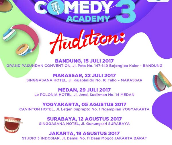 Jadwal Pendaftaran Stand Up Comedy Academy 3 Indosiar 2017