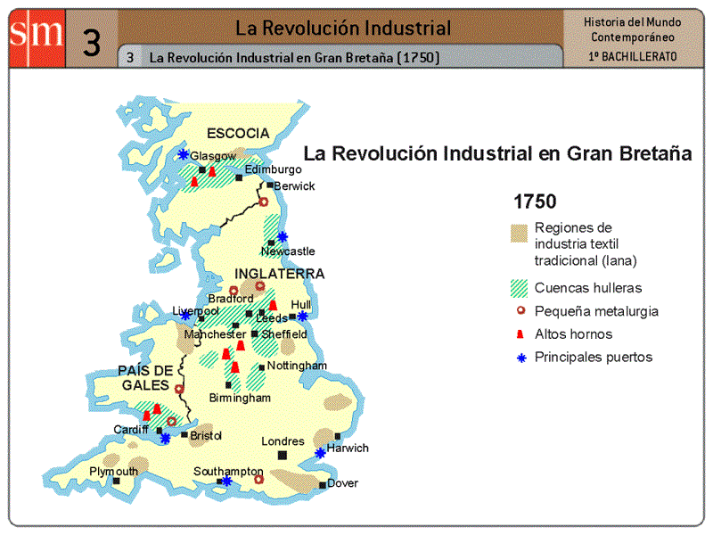 La cultura como horizonte. Mapa Gran Bretaña de la primera revolución industrial La cultura como horizonte. Mapa Gran Bretaña de la primera revolución industrial