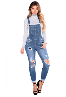 Salopeta din denim cu taieturi si bretele in X la spate Salopeta din denim cu taieturi si bretele in X la spate