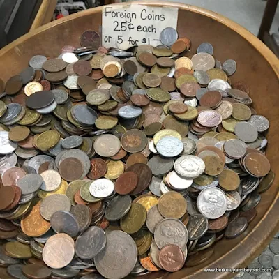bowl of coins at DD's Antiques-N-Such antiques shop in Jamestown, CA