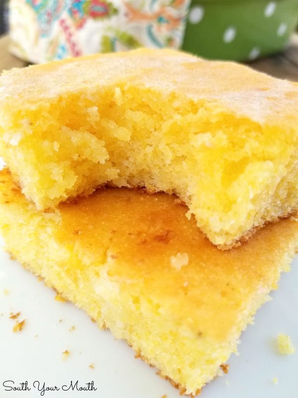 Spiffy Jiffy Cornbread | A spiffed up, semi-homemade recipe using Jiffy Cornbread mix, sour cream and real melted butter for a super moist and tender, absolutely perfect pan of cornbread.