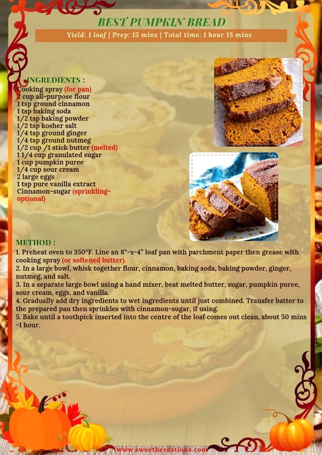SHC 15 BEST HOMEMADE AUTUMN DESSERT RECIPES BEST PUMPKIN BREAD RECIPE