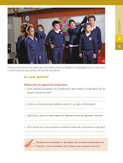 Apoyo Primaria Formación Cívica y Ética 5to grado Bloque I lección 1 Cambios en nuestro cuerpo y en nuestra imagen