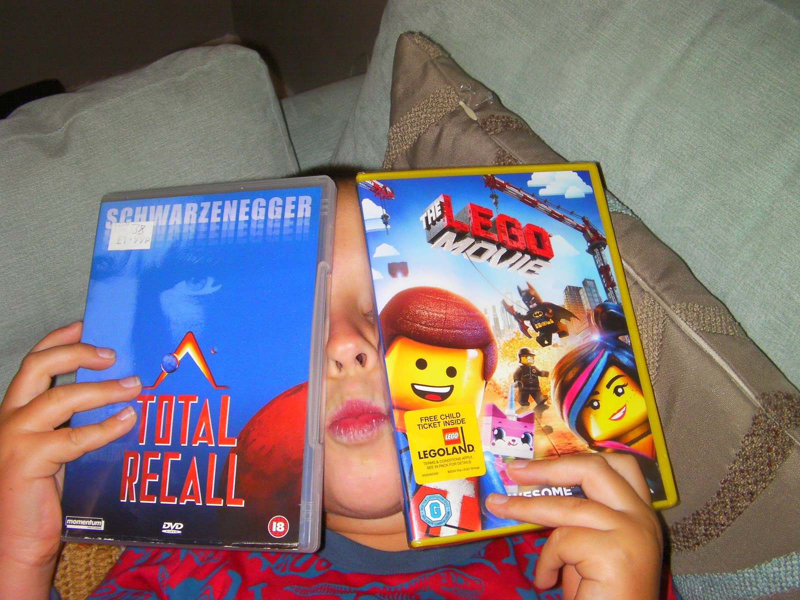 boys film night dvds schwarzenegger in total recall and the lego movie dvds