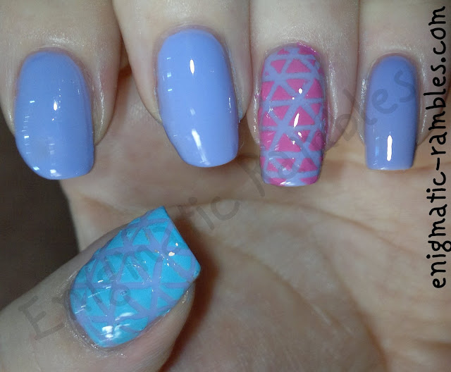 Geometric Pastel Nails stripping-tape-geometric-nail-nails-art-barry-m-prickly-pear-models-own-pink-blush-maybelline-cool-blue