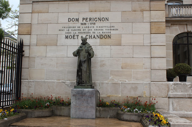 Dom Perignon statue outside Moet & Chandon, Epernay, France