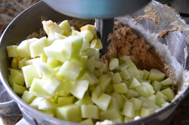 Caramel Apple Poke Cake recipe stir in granny smith apples from Serena Bakes Simply From Scratch.