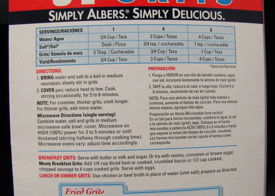 Smells Like Food in Here Albers Enriched Hominy Quick Grits