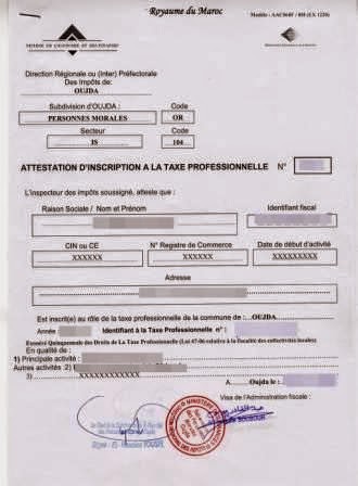 Télécharger l'imprimé de la taxe professionnelle maroc pdf