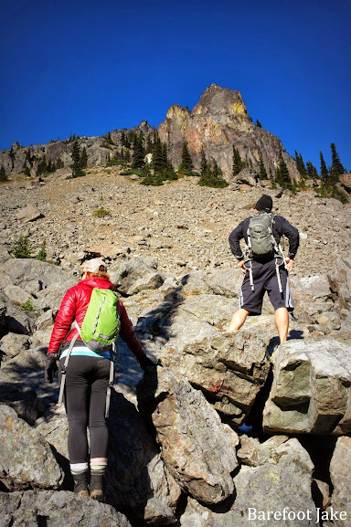 Hikers above Silver Lake Above Silver Lake