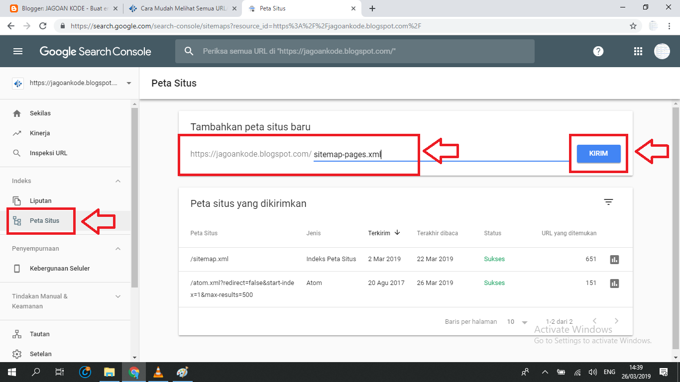 Cara Submit Sitemap Page Halaman Di Blogger - Jagoan Kode