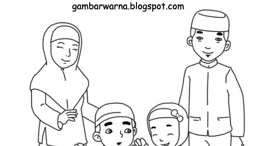Mewarnai Keluarga Muslim Belajar Mewarnai Gambar 