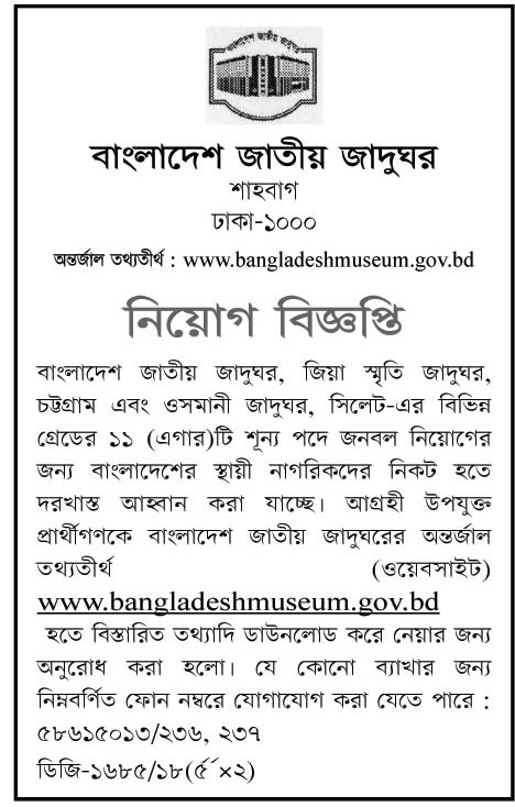 Bangladesh National Museum Job Circular 2018
