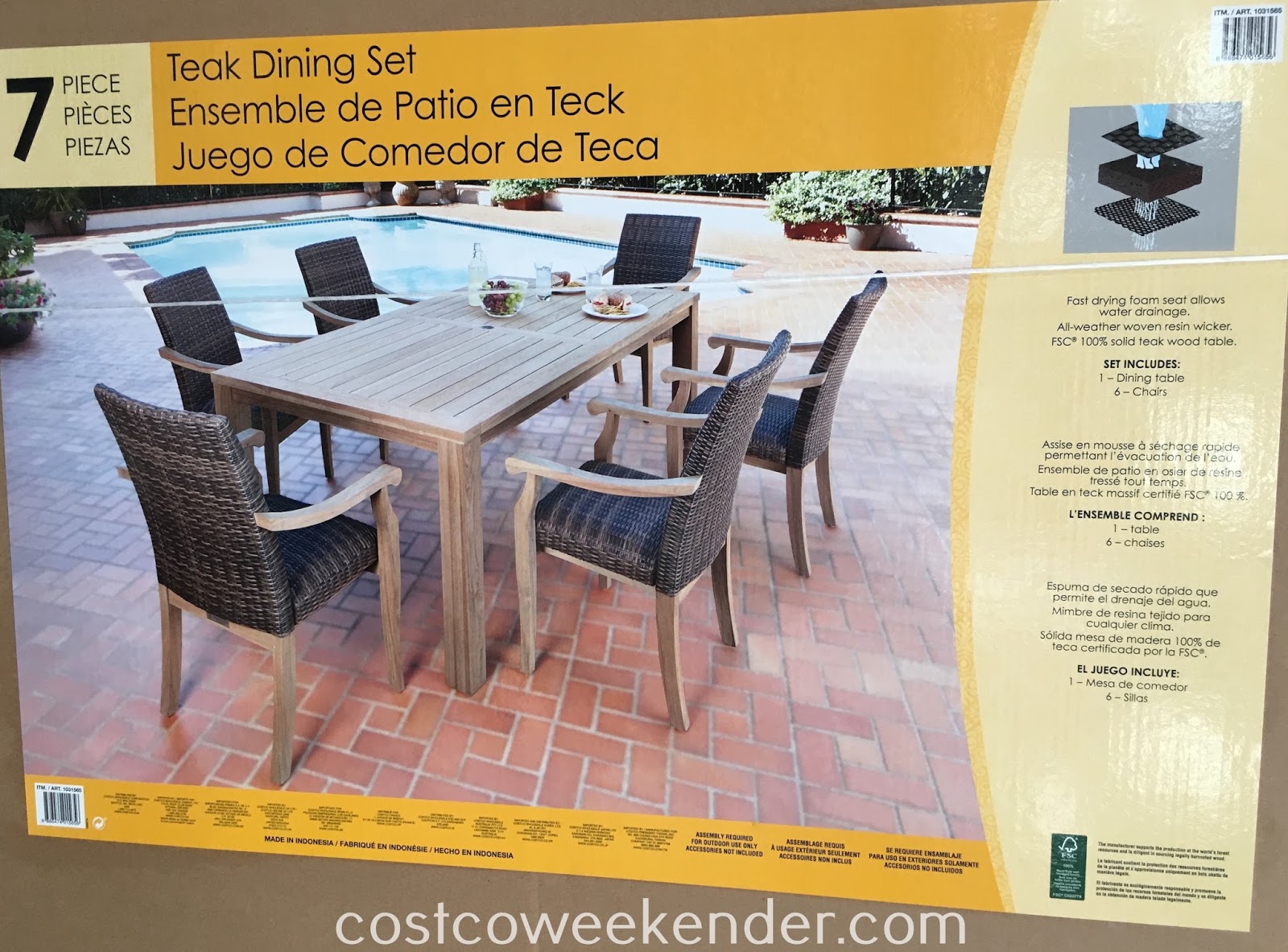 7 Piece Teak Dining Set Costco Weekender