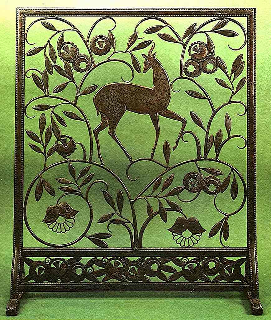 1930s metal fireplace screen 1930s metal fireplace screen, a color photograph