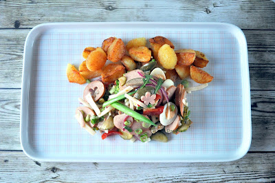 Käse-Wurstsalat mit Wachteleiern Käse Wurstsalat mit Wachteleiern