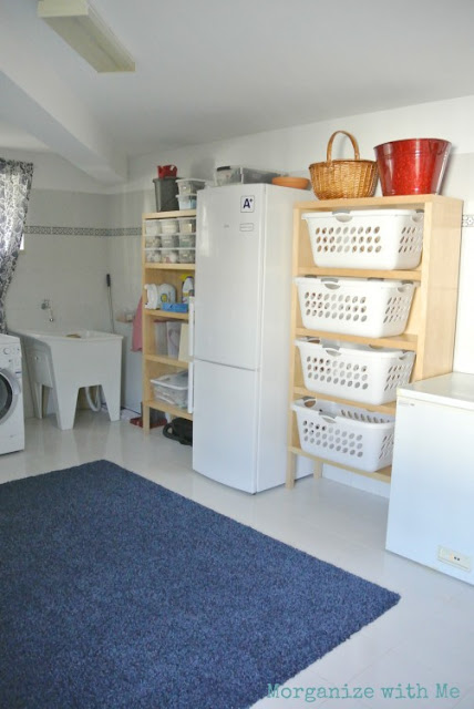 Large laundry room with baskets and organization :: OrganizingMadeFun.com
