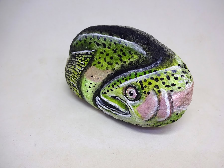 PIEDRAS PINTADAS CON PECES: TRUCHA