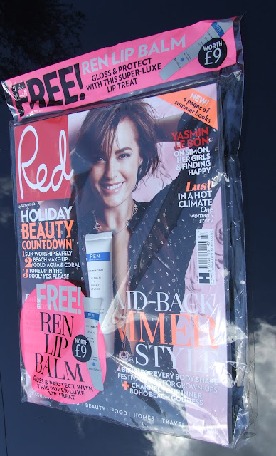july 2015 magazine freebies red, instyle, glamour, marie claire, malin + goetz 