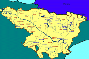 Mapa de localización del río Ebro y sus afluentes Mapa de localización del río Ebro y sus afluentes