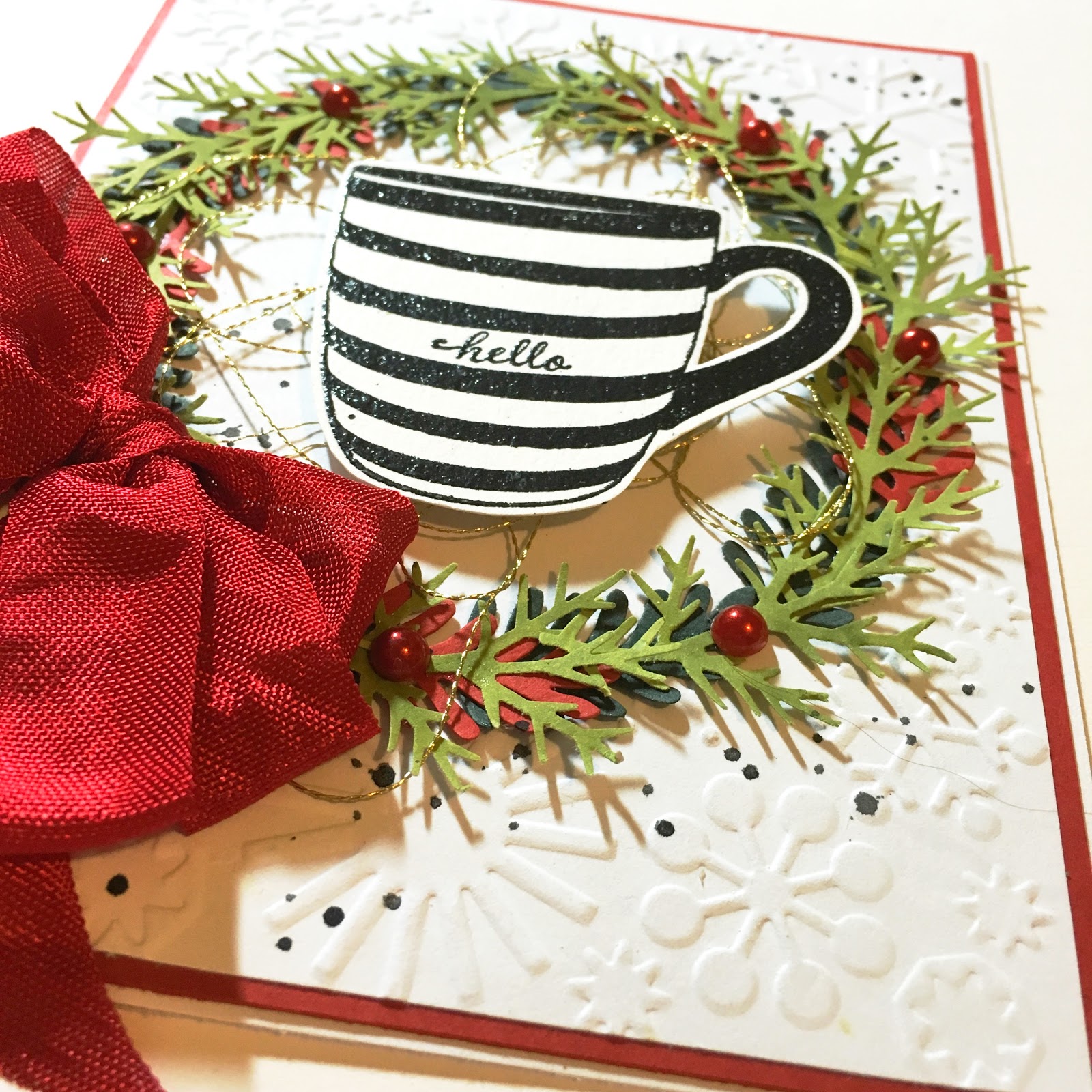 SewPaperPaint DIY Embossing Diffuser Coffee Wreath Card