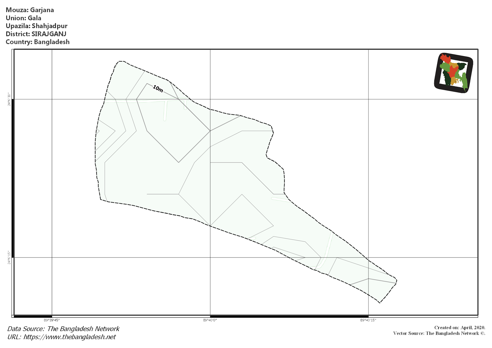 Map of Garjana Mouza of Shahjadpur Upazila, SIRAJGANJ Map of Garjana Mouza of Shahjadpur Upazila, SIRAJGANJ, Bangladesh.