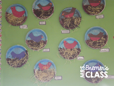 Spring birds in nests art lesson for Kindergarten and First Grade