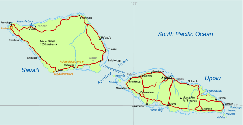WESTERN SAMOA - GEOGRAPHICAL MAPS OF WESTERN SAMOA ~ Klima Naturali™