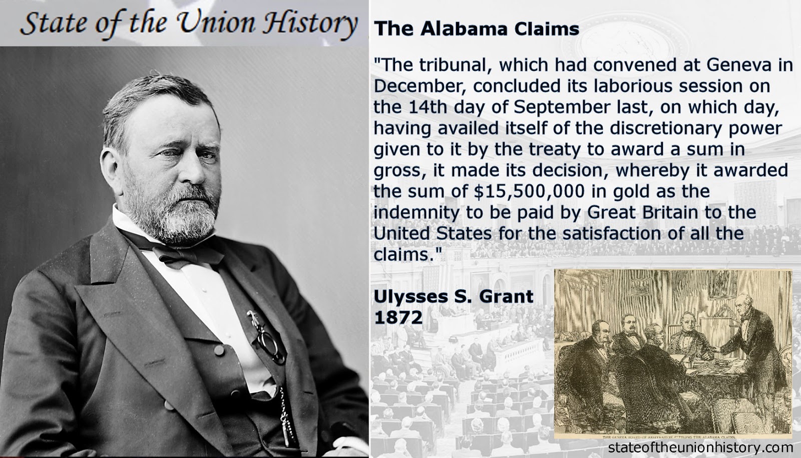 State of the Union History 1872 Ulysses S. Grant Alabama Claims