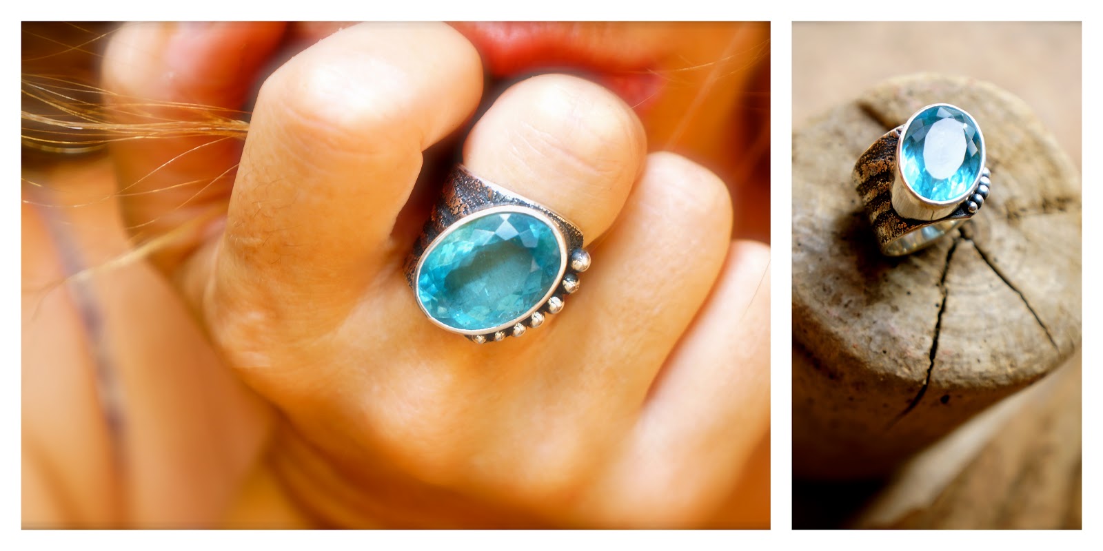 EK Art Jewelry Tamarindo Costa Rica Big Aquamarine ring