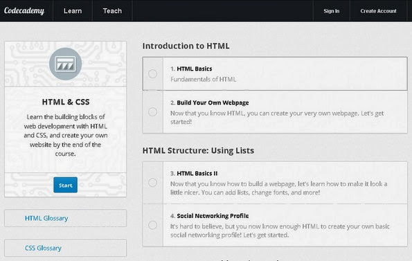 Codecademy CSS and HTML course