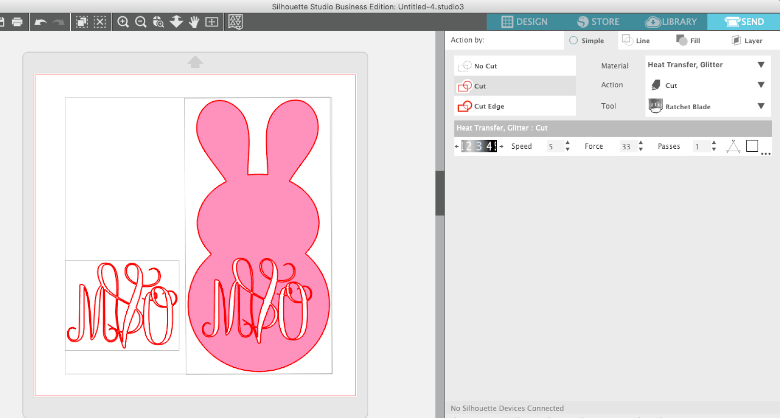 How to Layer Glitter Heat Transfer Vinyl with Silhouette (V4 Tutorial