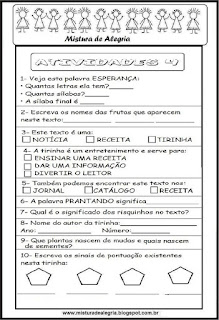 Tirinha Atividade com tirinha