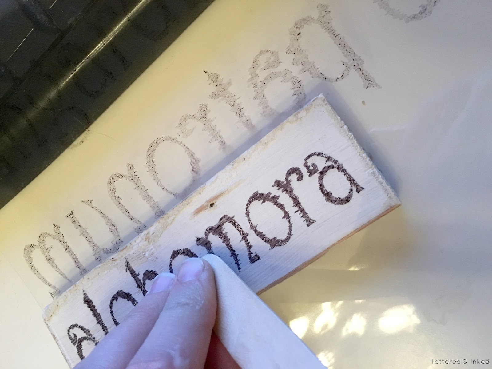 Tattered and Inked DIY Rubon Transfers for Wood, Paper & Fabric