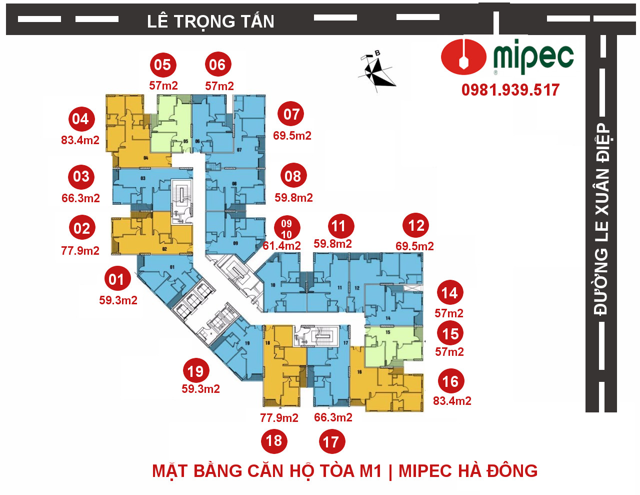 Hình ảnh Mặt bằng căn hộ Mipec Hà Đông tòa M1 Hình ảnh Mặt bằng căn hộ Mipec Hà Đông tòa M1