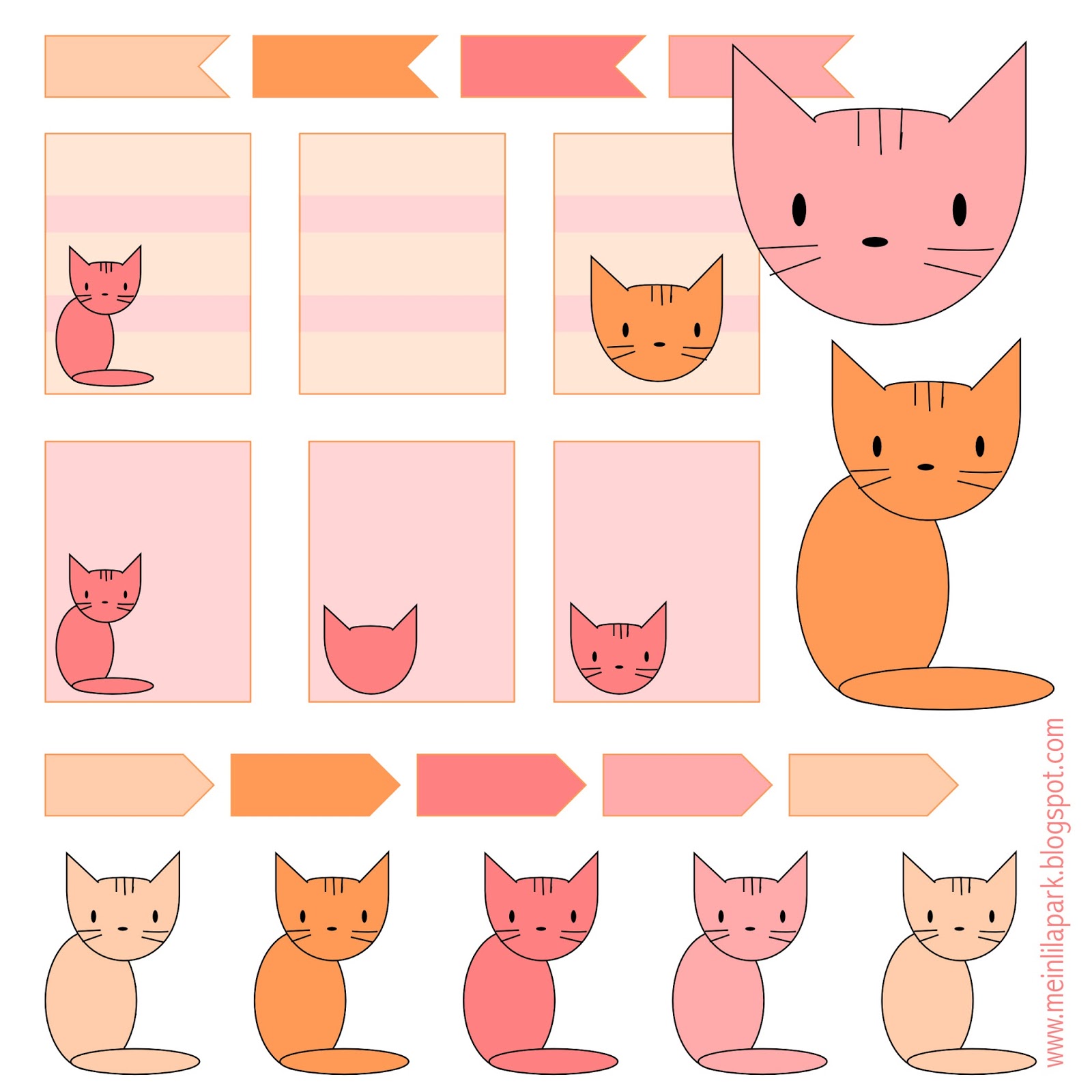 Free printable cat planner stickers ausdruckbare Katzensticker