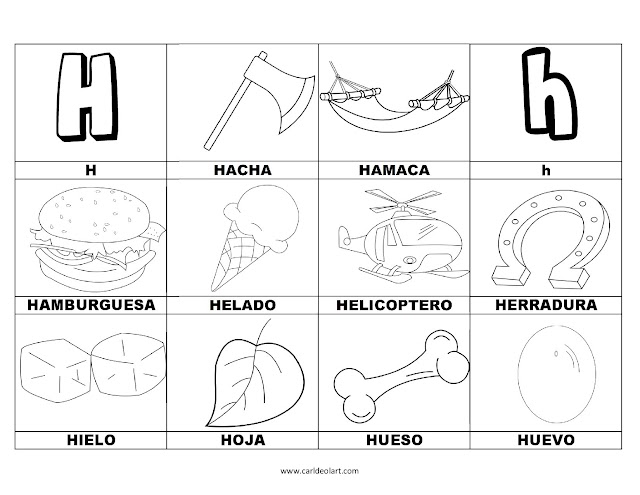 Dibujos para colorear: Palabras con H