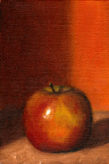 Oil painting of a Pink Lady apple.