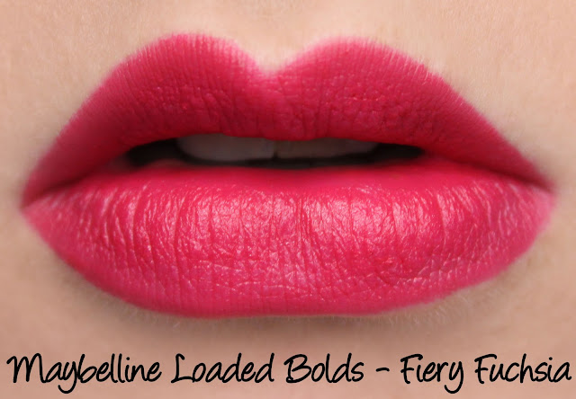 Maybelline Loaded Bolds Lipstick - Fiery Fuchsia Swatches & Review