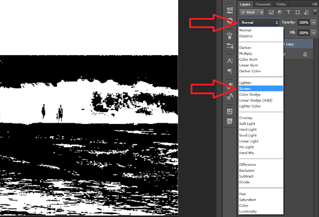Mengubah set the blending mode for layer dari normal menjadi screen Mengubah set the blending mode for layer dari normal menjadi screen