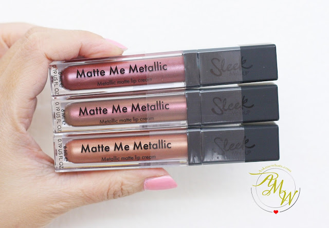 a photo of Sleek MakeUP Metallic Matte Lip Creams Review in Rusted Rose, Volcanic and Roman Copper